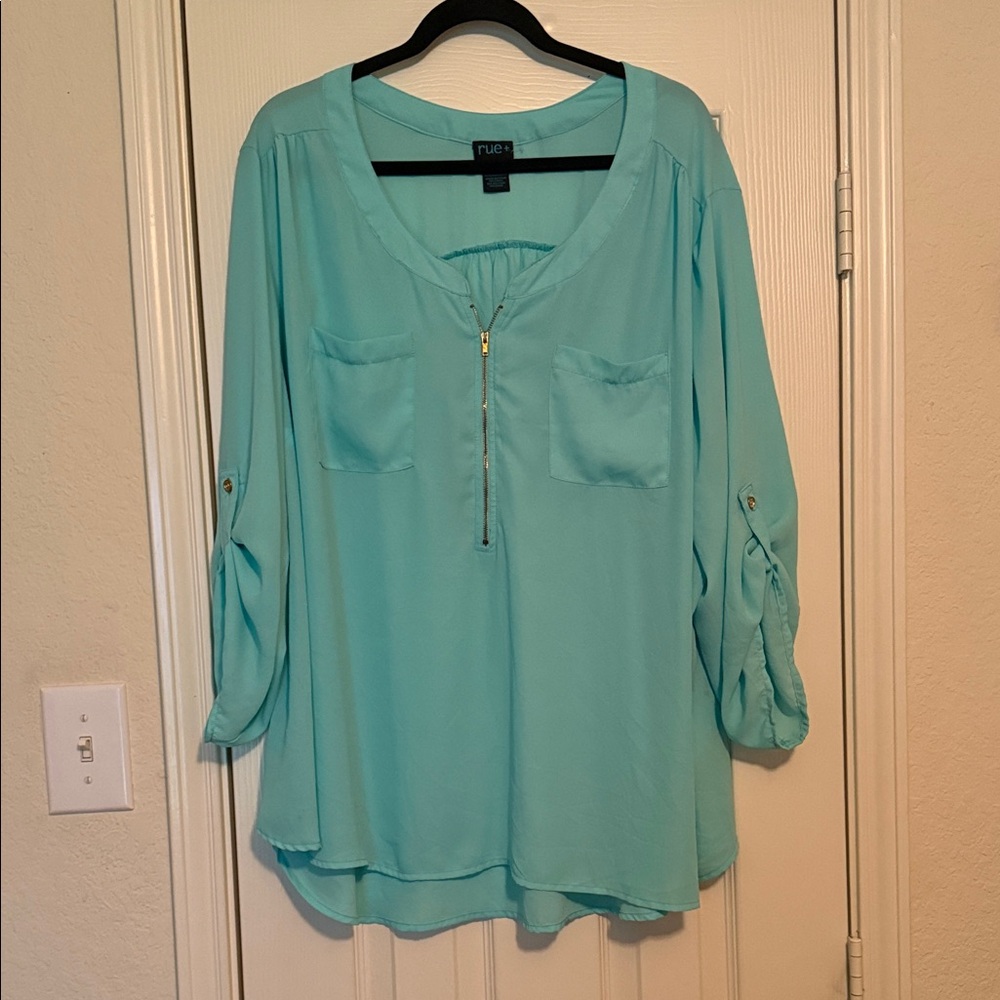Rue21 Teal Blouse with Front Zipper